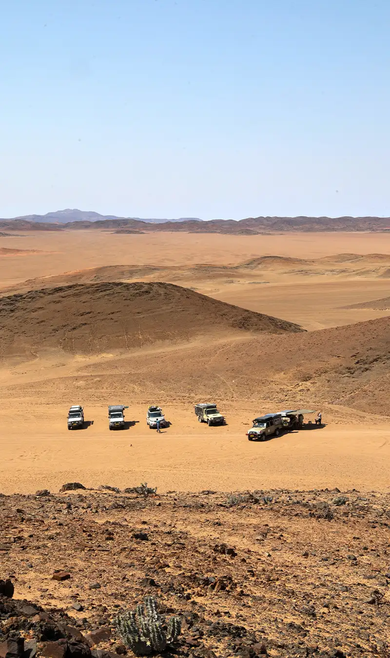 Five 4×4 Cars Camping in Desert Namibia Five 4x4 Cars Camping in Desert Namibia