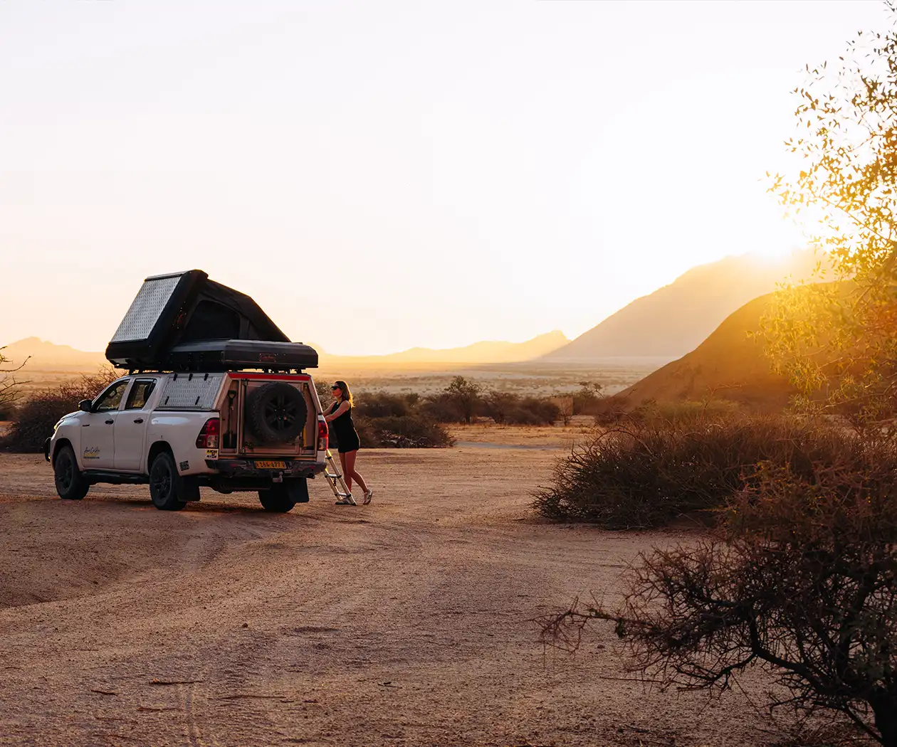 Traveling through Namibia with a 4x4 featuring one rooftop tent